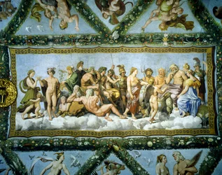 Der Rat der Götter, Detail aus der Loggia von Amor und Psyche, 1518